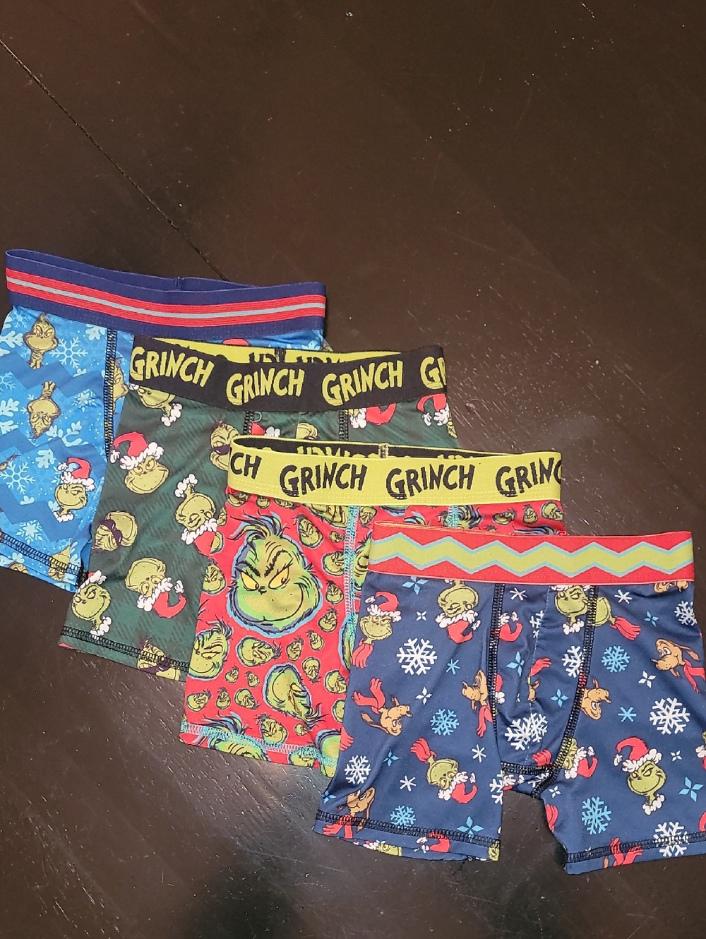 4 Pairs Of Grinch Kids' Holiday Boxer Briefs - Multi Green/Red/Blue